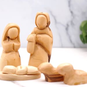 Handcrafted Nativity Figurine Set | Mary, Joseph, Baby Jesus, and Two Sheep | Unique Christmas Decor | Perfect Gift for the Holidays