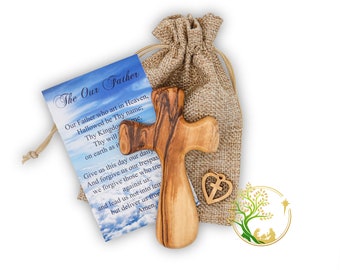 Comfort cross | Wooden pocket prayer cross | Personalized Olive wood cross from the Holy Land | Customized Holding Cross for kids & adults