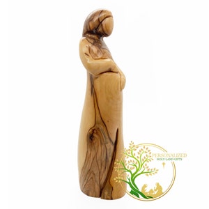 Elegant Pregnant Mary Statue handmade in The Holy Land/ Olive Wood wooden religious Figurine Unique Gift for Expecting Mothers & Mothers day