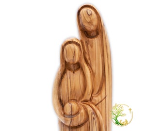 Handgesneden olijfhouten beeld van de heilige familie - Bethlehem Craft