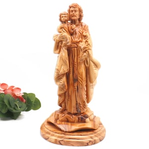 Saint Joseph Holding Baby Jesus Statue | Religious Catholic Statue of St. Joseph and baby Jesus Religious Icons Wood Carving| Christmas Gift