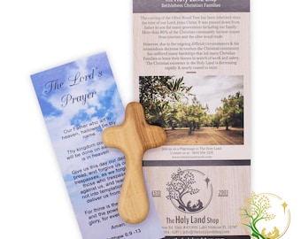 Olive Wood Comfort Cross: Hand Carved Palm Cross from Holy Land