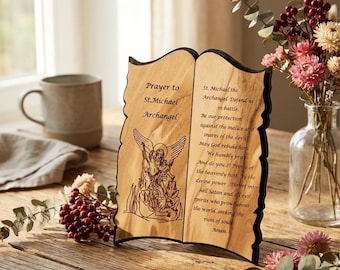 St. Michael the Archangel Wall Plaque Made of Olive Wood in the