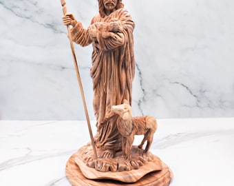 Etsy 日本 - shepherd Carved オリーブの木で作られた善き羊飼いの手彫り