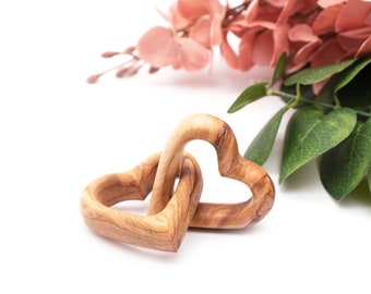 Personalized Interlocking wooden Hearts |Wedding wood Heart |5th Anniversary gift for him |Valentines gift for her |customized name heart