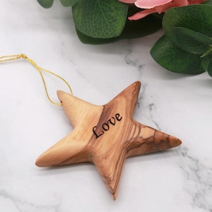 Personalized Star |Personalized Christmas tree name Ornaments |Olive Wood family Star Ornament |Custom Name Ornaments Gift for adults & kids