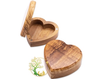 Heart box Olive wood Jewelry / Rosary Box made in the Holy Land. Wooden box Baptism, Confirmation, First communion | Trinket Keepsake box