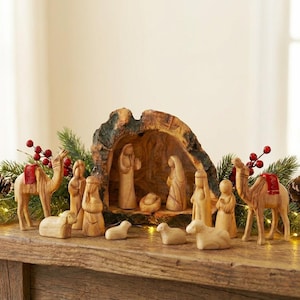 Hand Carved Olive Wood Nativity Set: Holy Land Christmas Decor