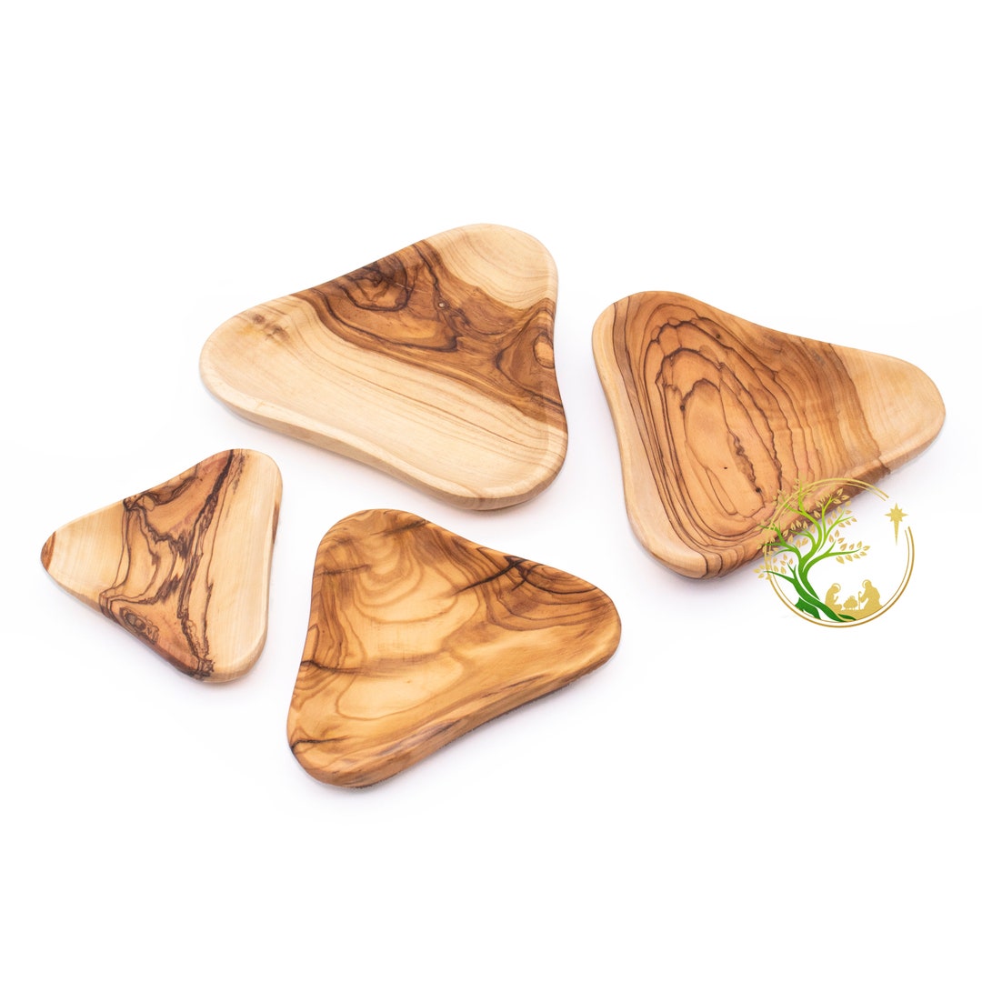 Olive Wood Plate Set Serving Plate Set of 5 Wooden Plate Hand Carved