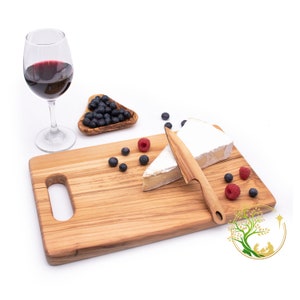 Large Olive wood charcuterie  board | Custom cheese board with a knife set | wooden cheese serving platter board| housewarming gift set