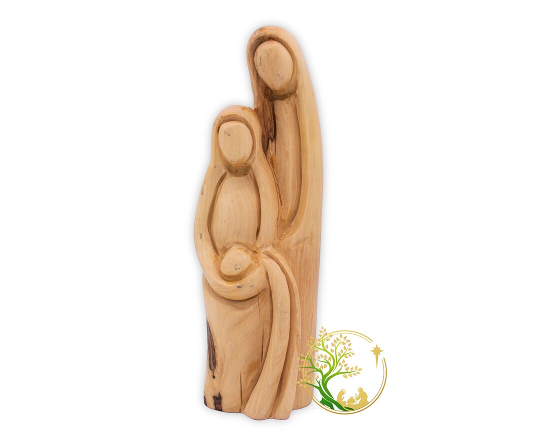 Olive Wood Holy Family Statue Made in the Holy Land. Religious Catholic