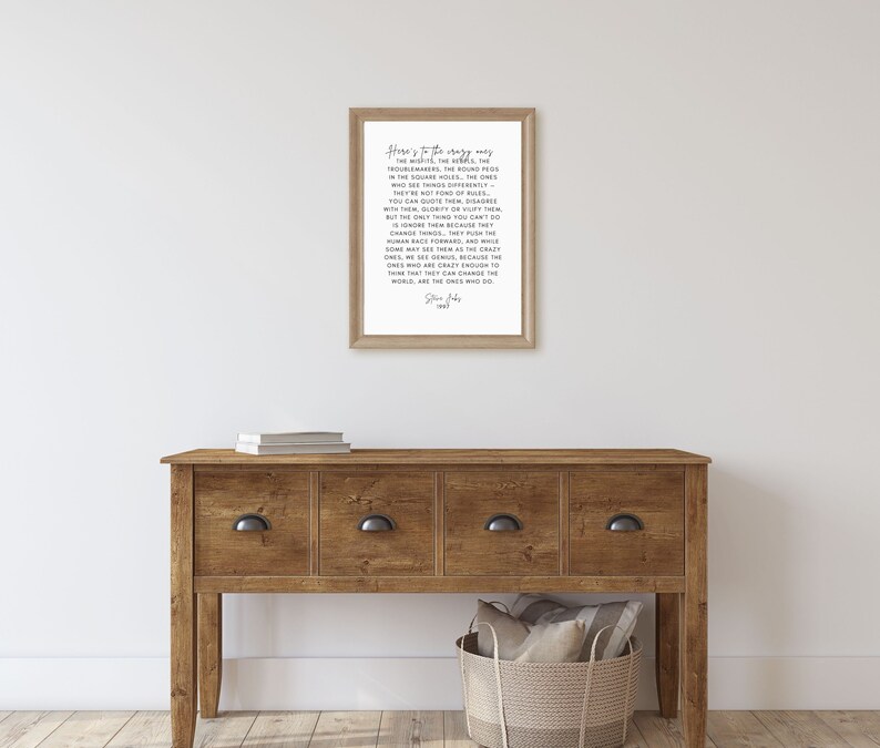 Inspirational Steve Jobs Quote Wall Art - "Here's to the Crazy Ones" Printable - Motivational Office Decor - Digital Download 8x10 11x14 PDF image 5