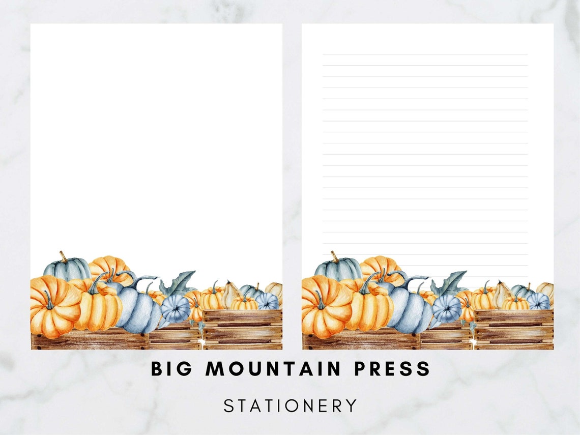 Pumpkin Basket Landscape Printable Stationery | Fall Decor | Letter ...