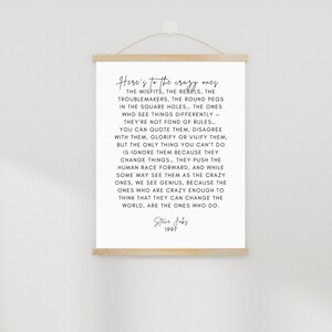 Inspirational Steve Jobs Quote Wall Art - "Here's to the Crazy Ones" Printable - Motivational Office Decor - Digital Download 8x10 11x14 PDF image 4