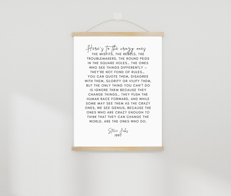 Inspirational Steve Jobs Quote Wall Art - "Here's to the Crazy Ones" Printable - Motivational Office Decor - Digital Download 8x10 11x14 PDF image 4
