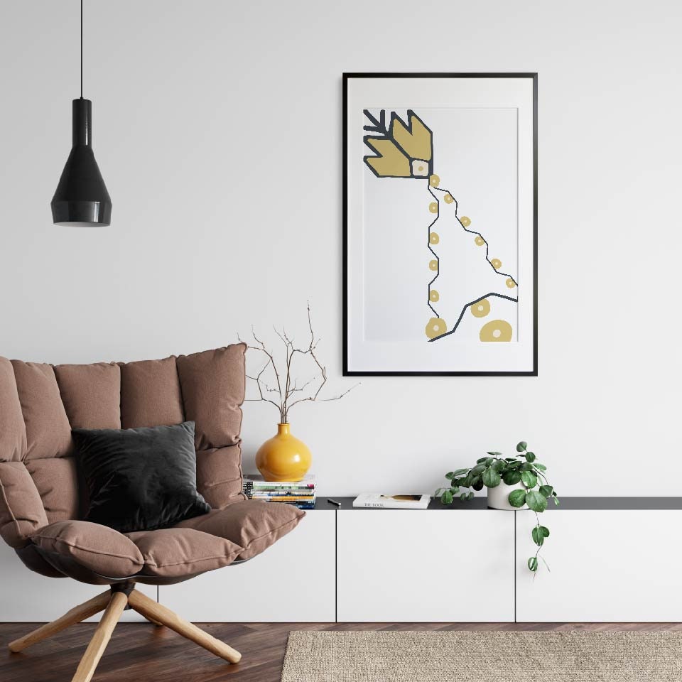 Mid Century Modern Art Abstract Wall Art Aztec Inspired Etsy