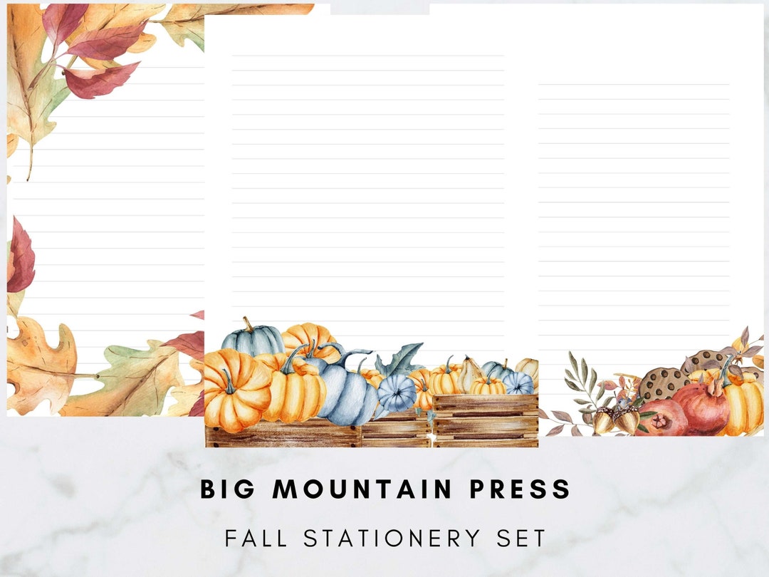 Fall Lined Letter Paper | Fall Leaves Printable Stationery 3 Autumn ...