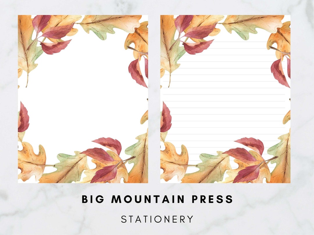 Fall Lined Letter Paper | Fall Leaves Printable Stationery | Letter ...