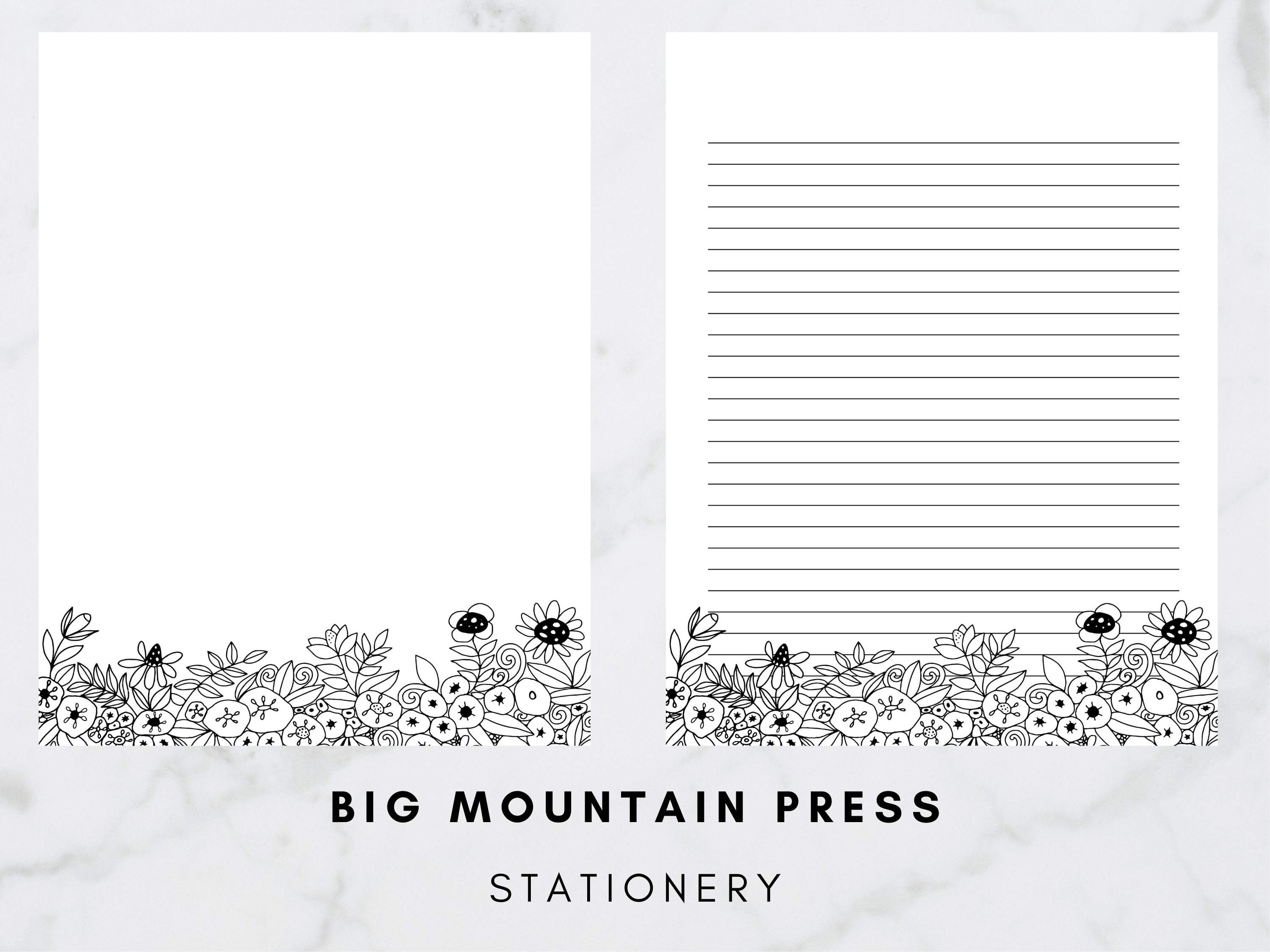 Black and White Floral Lined Paper, Printable Stationery Paper, Digital  Paper, Journal Paper, Note Paper, Digital Download Stationery Paper 