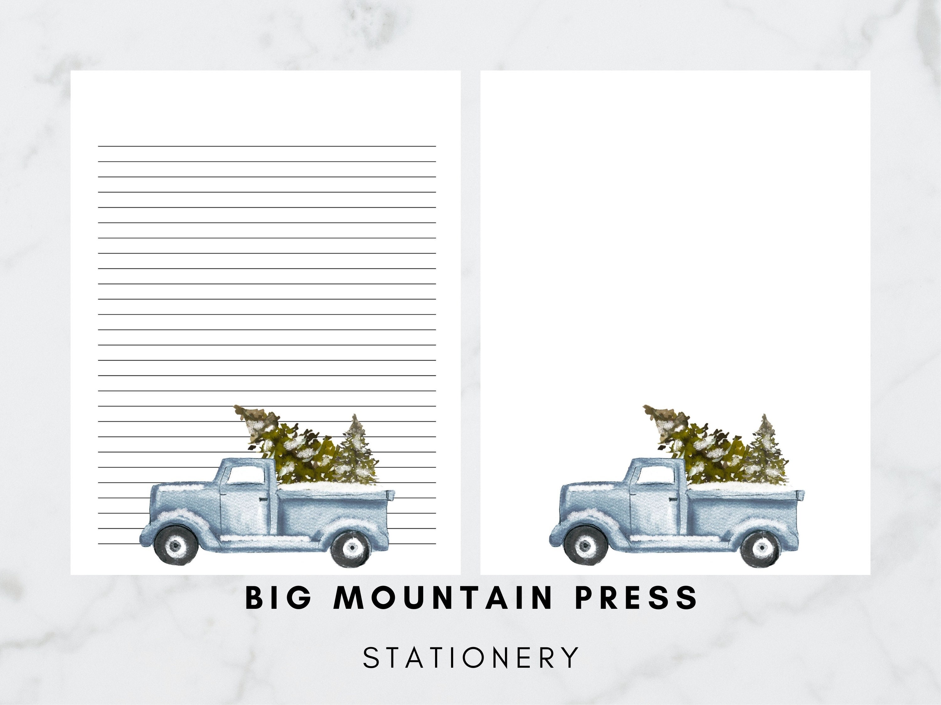 Vintage Christmas Blue Truck W/ Christmas Tree Stationery - Etsy