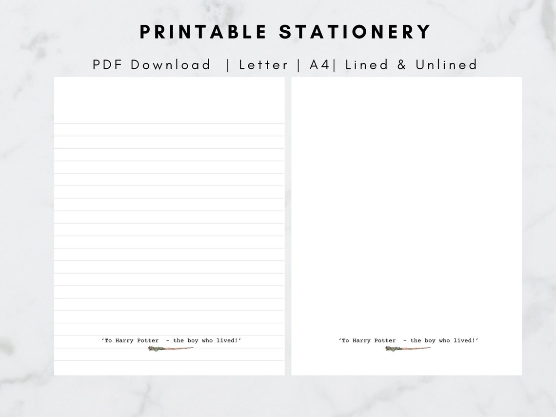Harry Potter Printable Stationery Book One Quote 'To | Etsy