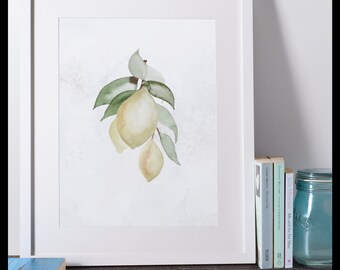 Lemon Art Printable | Kitchen Wall Art | Botanical Art Printable | Minimalist