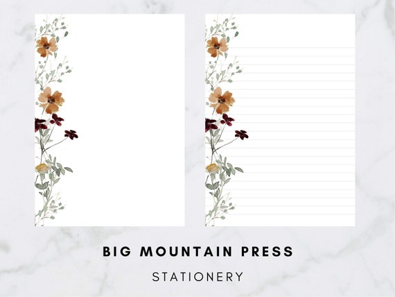 Elegant Floral Print Stationery Greenery Sprigs Letter