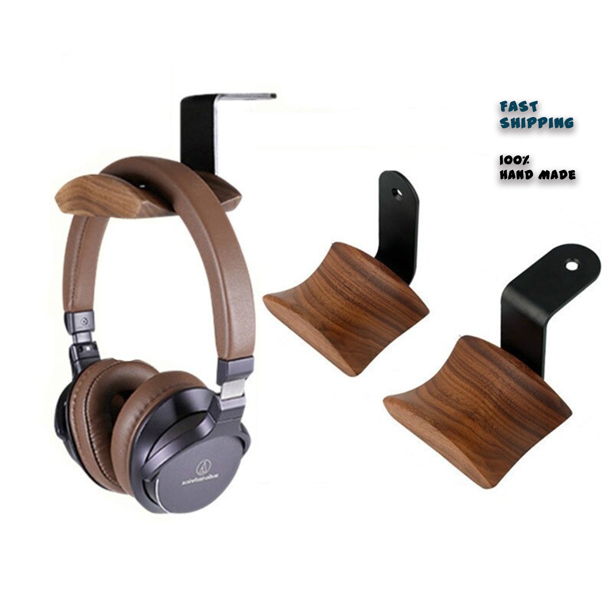Clampable Wooden Headphone Stand 