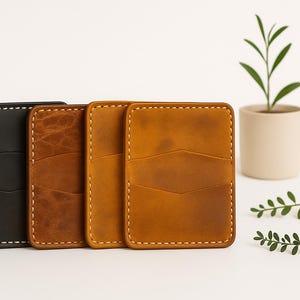 Cartera minimalista de cuero con bolsillo frontal – Tarjetero hecho a mano – Diseño personalizado de bolsillo frontal delgado (CH001)