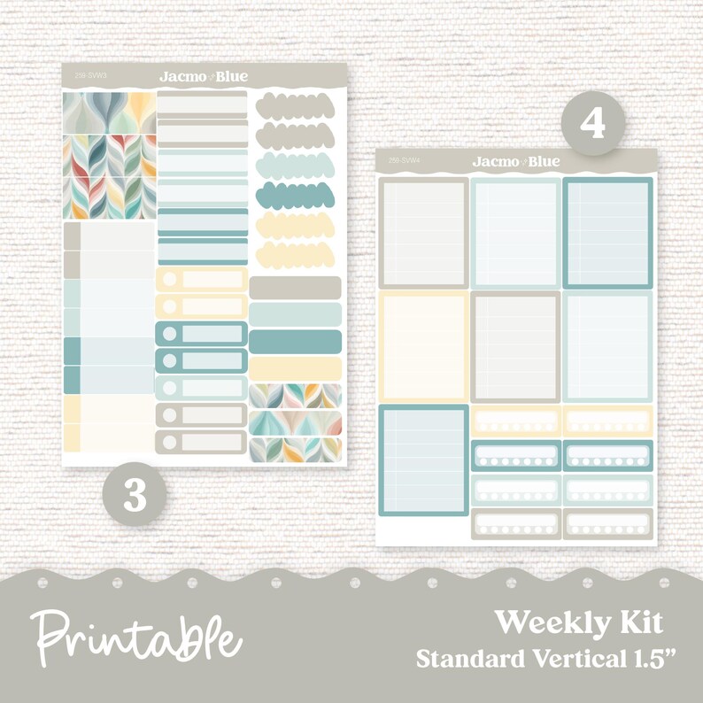 259P PRINTABLE Weekly Sticker Kit Vertical Planner Stickers Erin ...