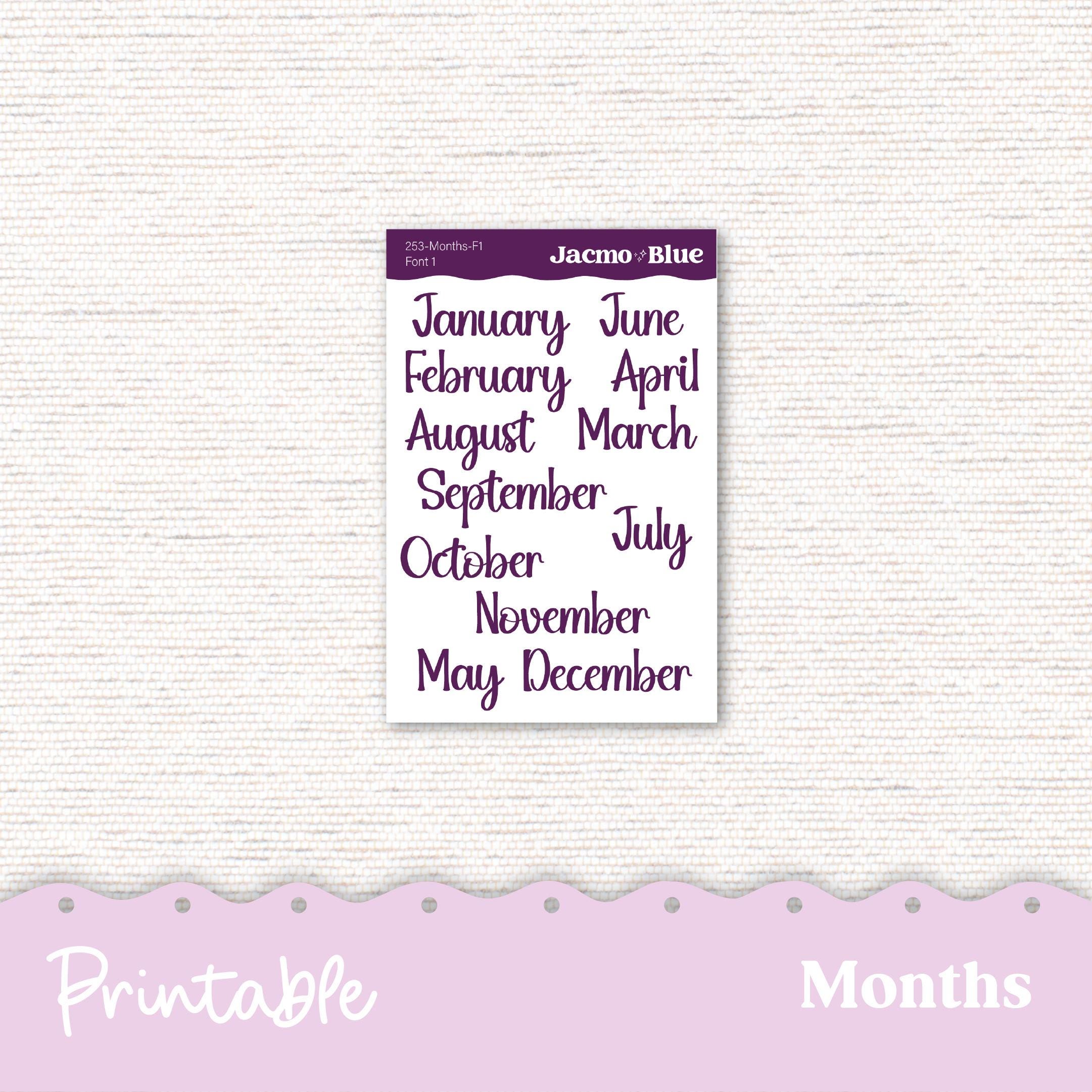 PRINTABLE Monthly Planner Stickers for Erin Condren 7x9 and A5 - Print ...