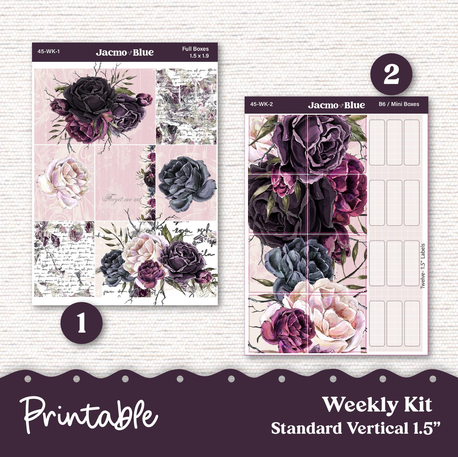PRINTABLE Weekly Sticker Kit Vertical Planner - Silhouette Cricut ...