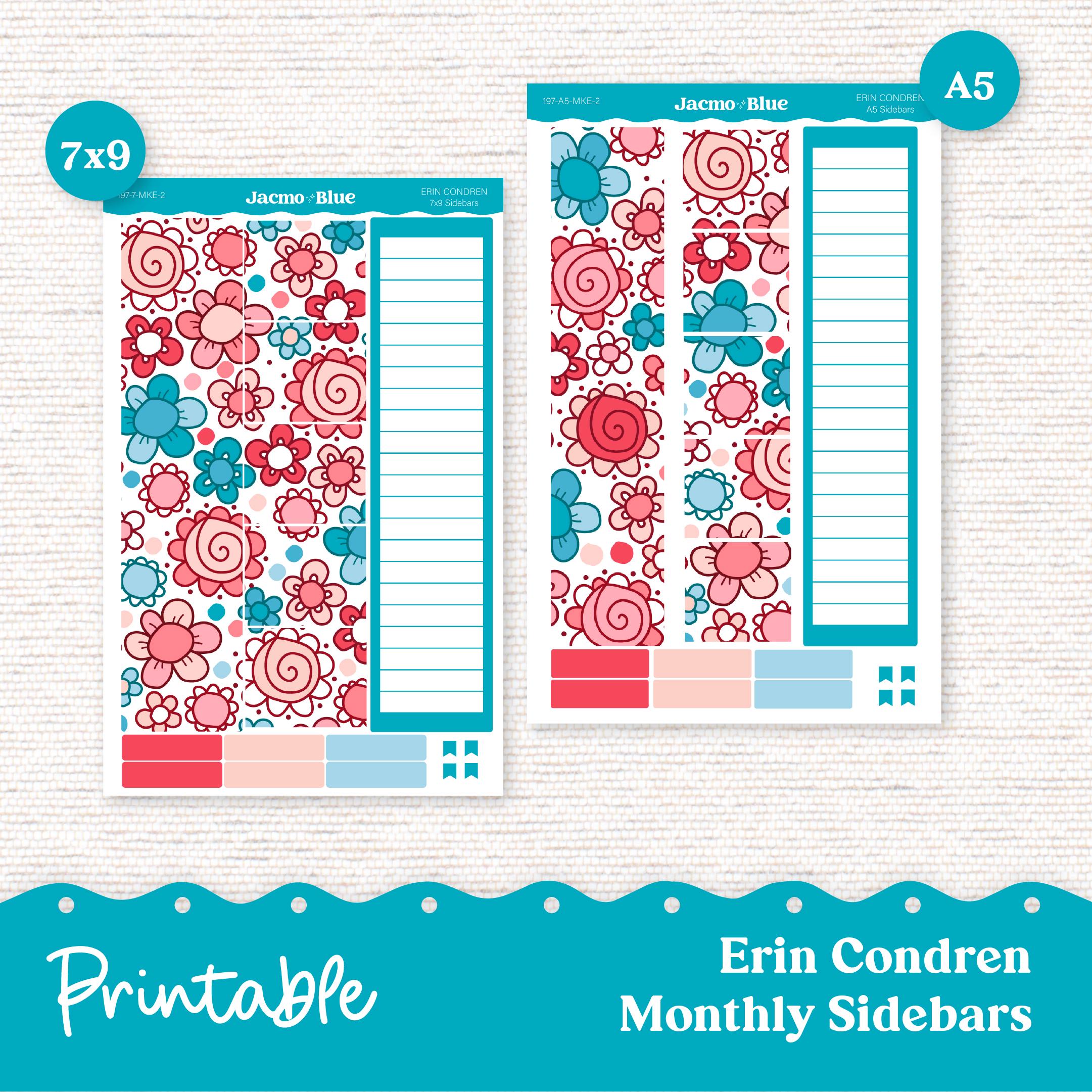 PRINTABLE Monthly Planner Stickers for Erin Condren 7x9 and A5 - Print ...