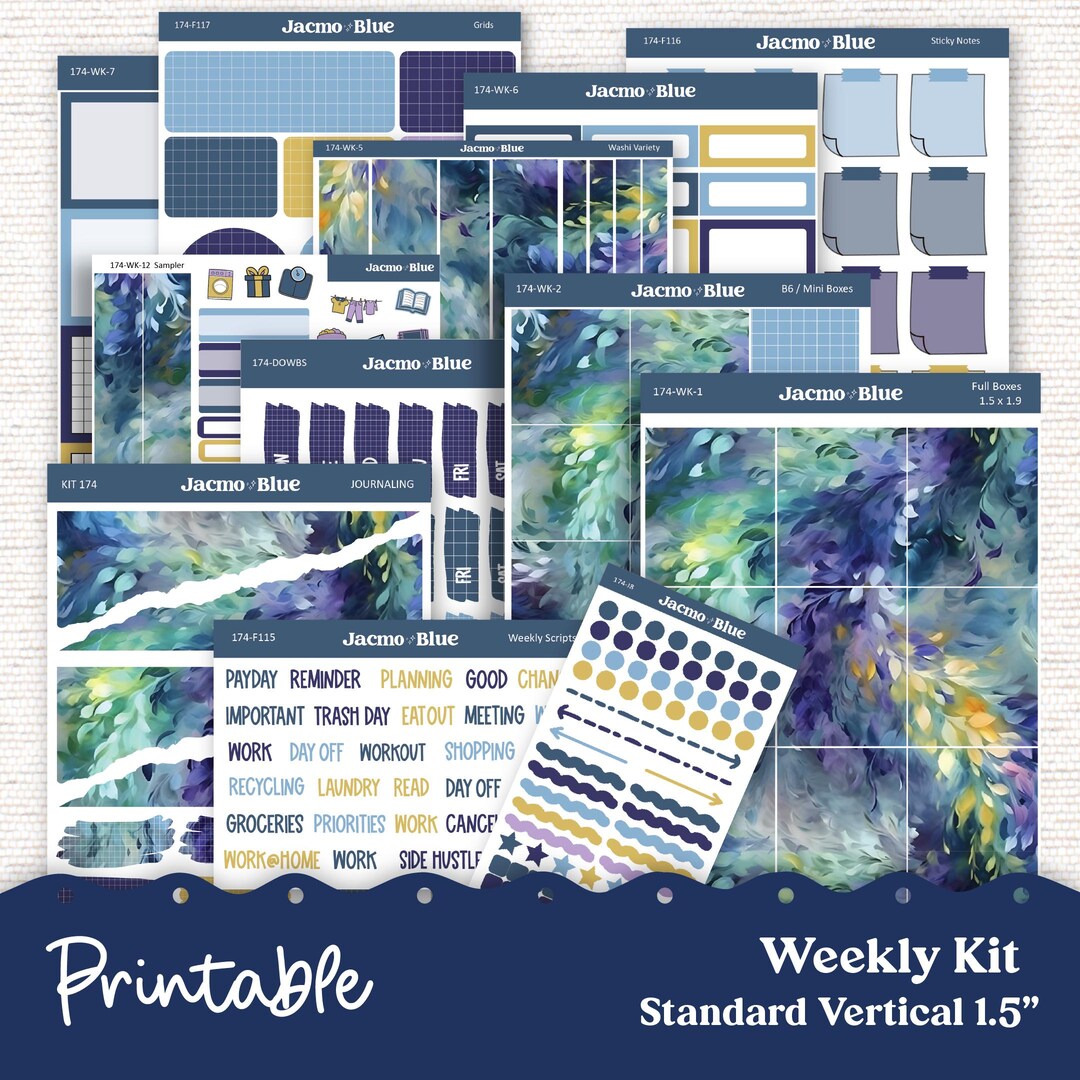 PRINTABLE Weekly Sticker Kit Vertical Planner - Silhouette Cricut ...