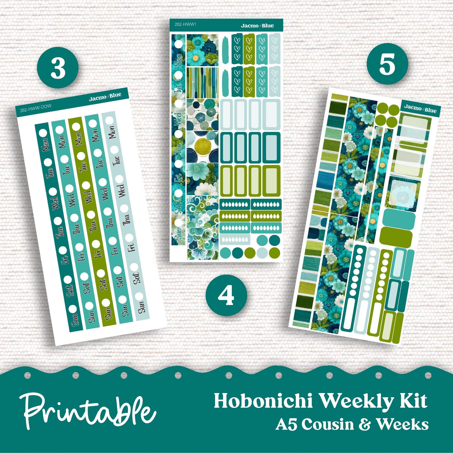 PRINTABLE Hobonichi Weekly Sticker Kit Cousin & Weeks Planner Stickers ...