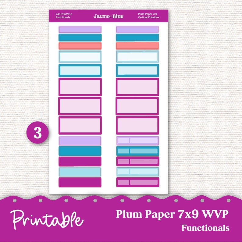 PRINTABLE 7x9 Weekly Vertical Priorities Sticker Kit Plum Paper ...