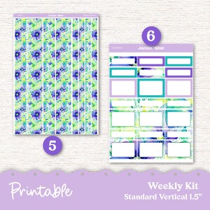 PRINTABLE Weekly Sticker Kit Vertical Planner Stickers - Silhouette ...