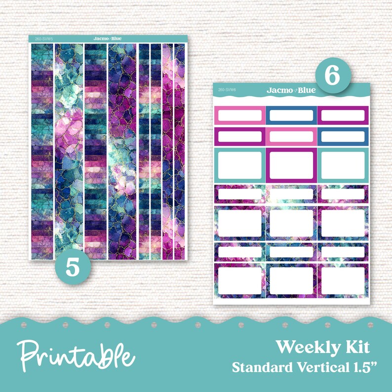 260P PRINTABLE Weekly Sticker Kit Vertical Planner Stickers Erin ...
