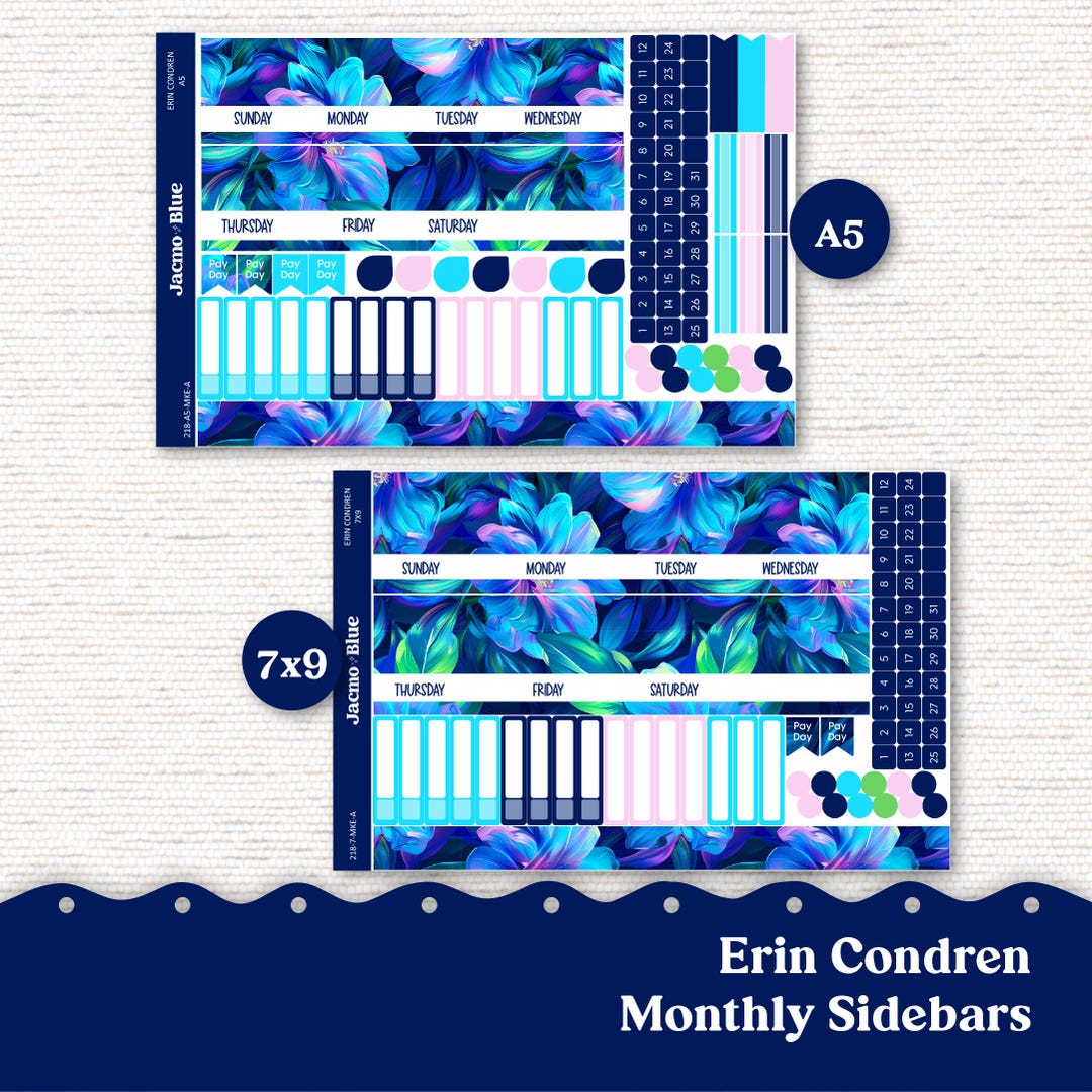 Extroverted 7x9 A5 Kit Monthly Planner Erin Condren Sticker Kit 218 ...