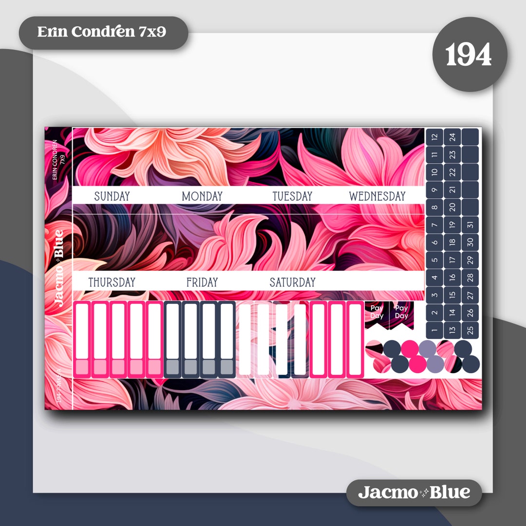 Erin Condren 7x9 Kit 194 Monthly Planner Sticker Kit February Hard ...