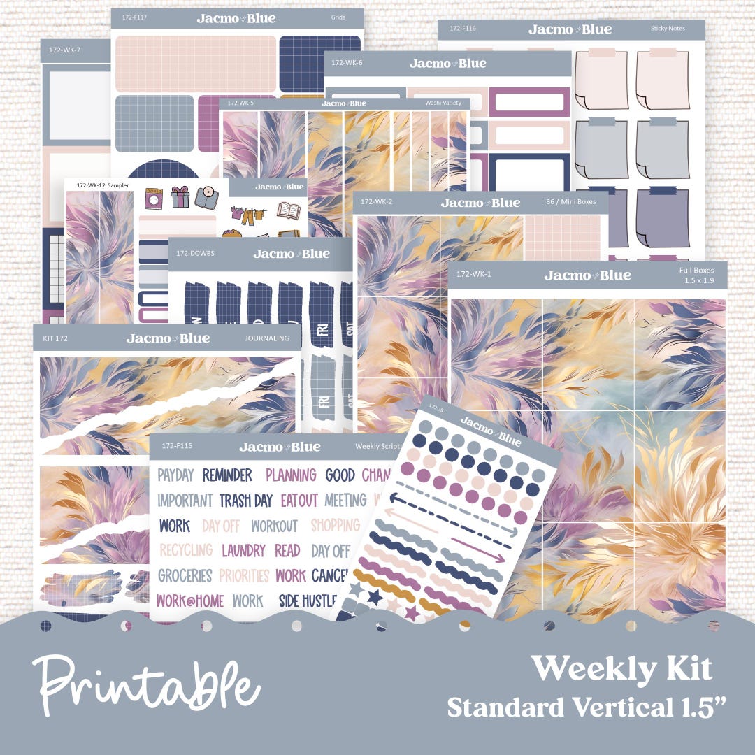 PRINTABLE Weekly Sticker Kit Vertical Planner - Silhouette Cricut ...