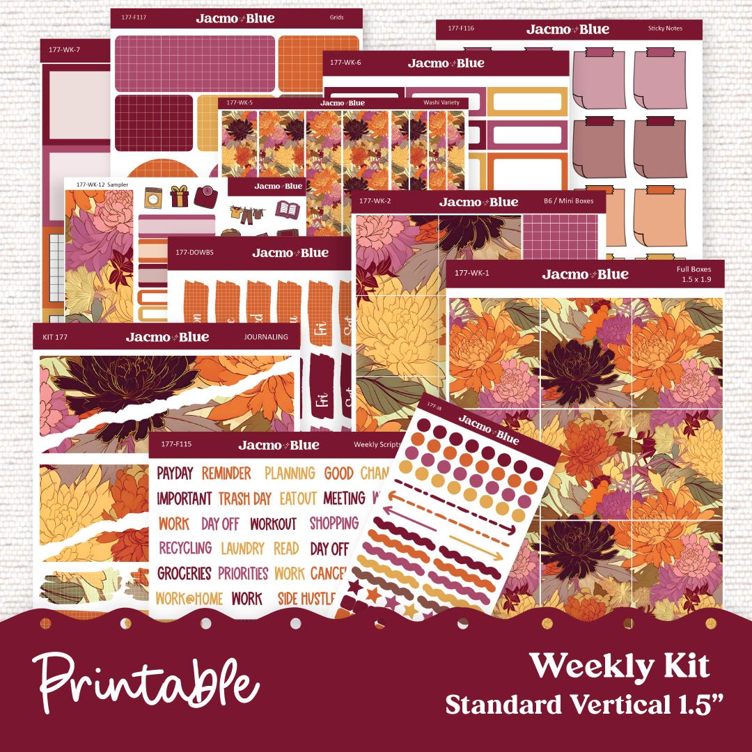 PRINTABLE Weekly Sticker Kit Vertical Planner - Silhouette Cricut ...