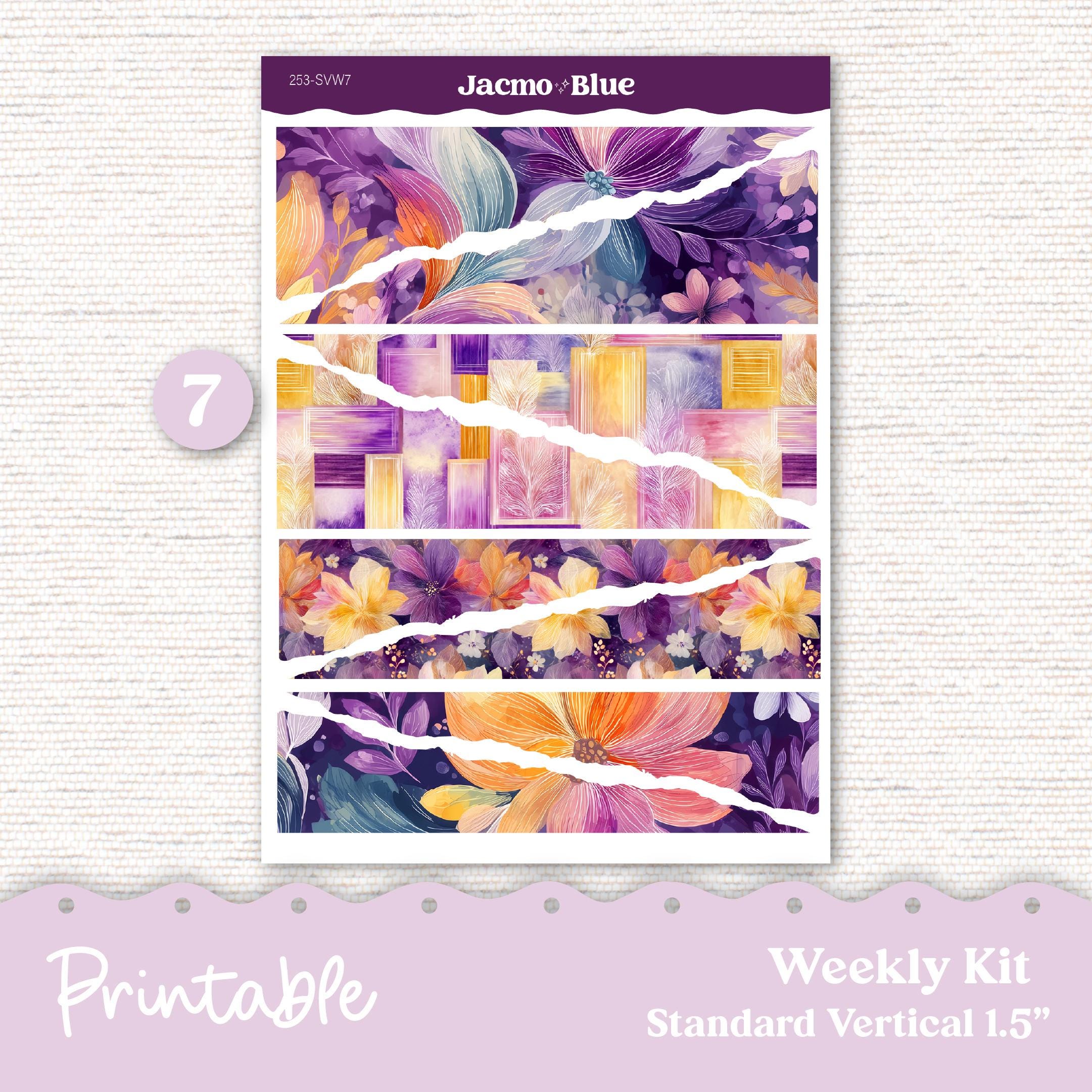 253P PRINTABLE Standard Weekly Sticker Kit Vertical Planner Stickers ...