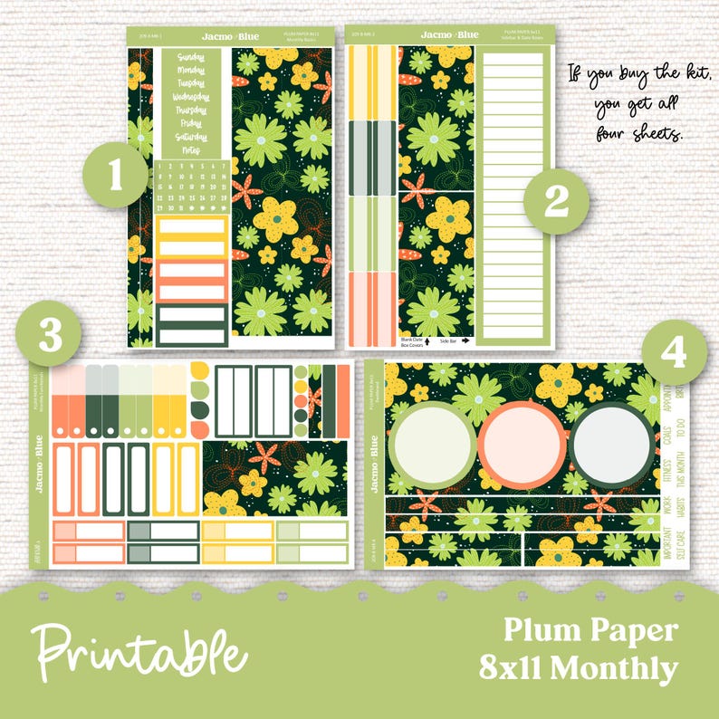 PRINTABLE September Plum Paper Planner Monthly Stickers 8x11 7x9 A5 ...