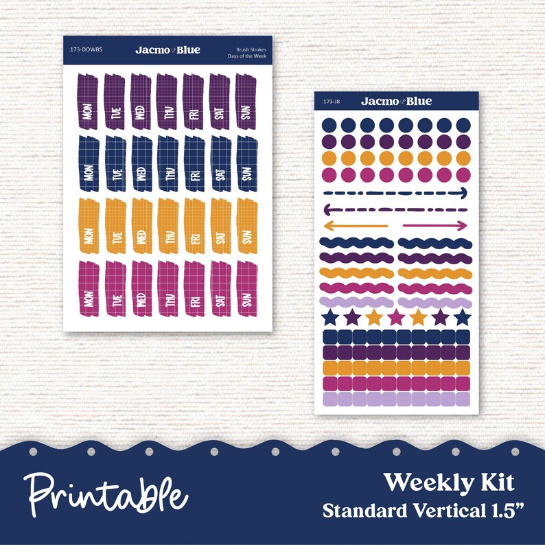 PRINTABLE Weekly Sticker Kit Vertical Planner - Silhouette Cricut ...