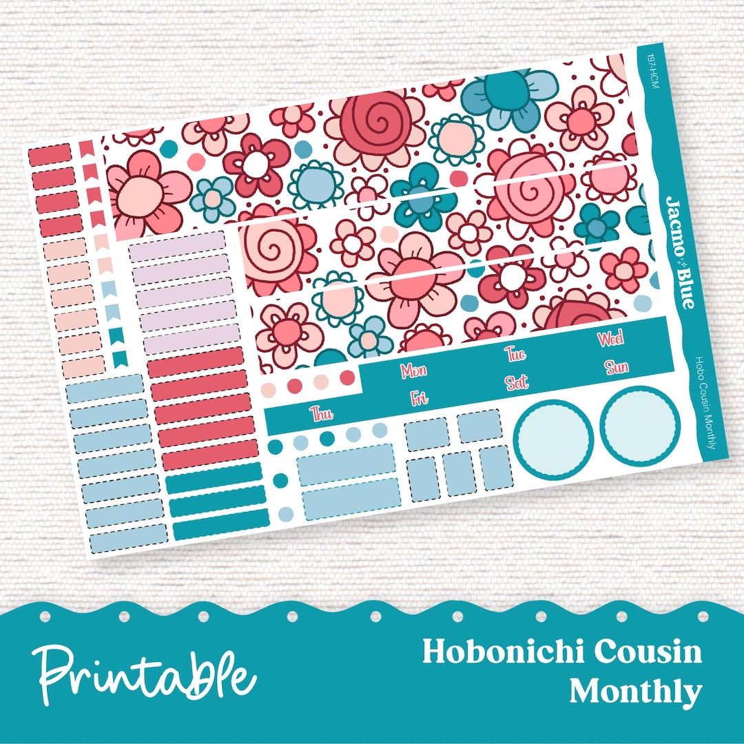 249P PRINTABLE Monthly Planner Stickers for Hobonichi Cousin A5 - Print ...
