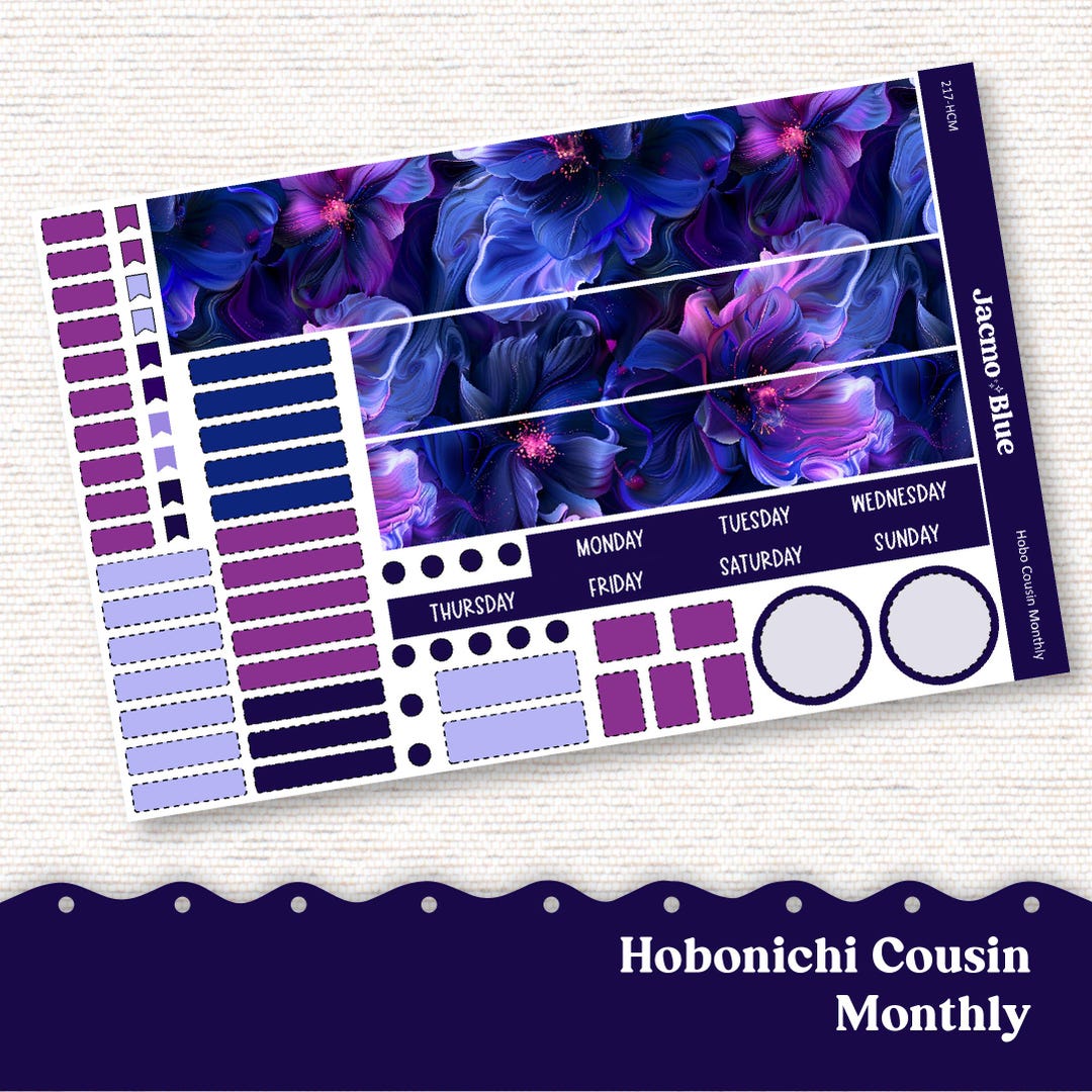 Hobonichi Cousin Monthly Planner Stickers Kit 217 Moody Monthly Hobo ...