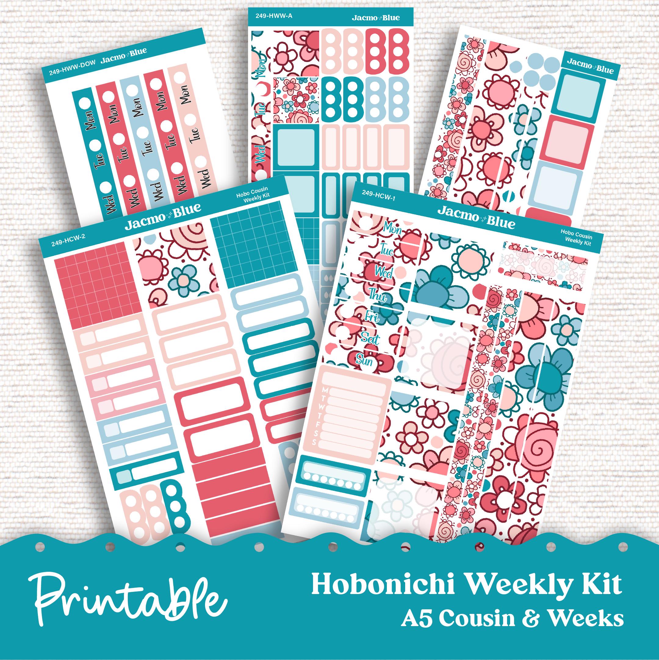 249P PRINTABLE Hobonichi Weekly Sticker Kit Cousin & Weeks Planner ...