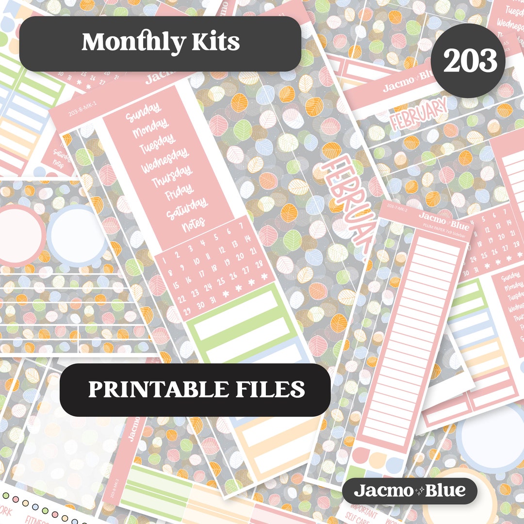 PRINTABLE Plum Paper Planner Monthly Stickers Spring 8x11 7x9 A5 Print ...