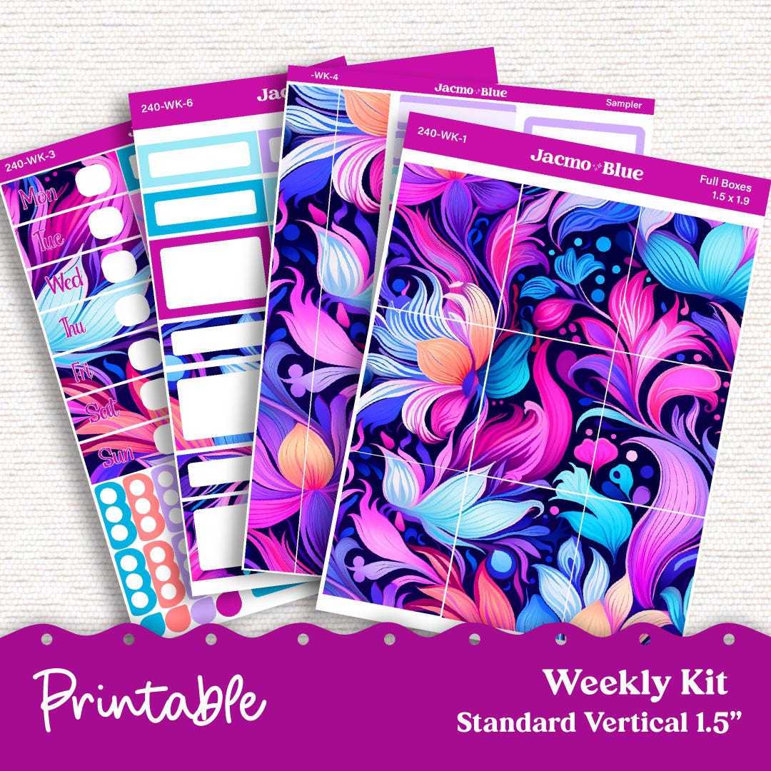 PRINTABLE Weekly Sticker Kit Vertical Planner 13 Sheets Condren ...
